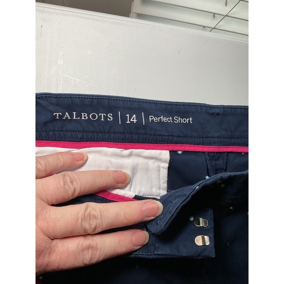 Talbots Perfect Short Polka Dot Cotton Blend Casual Shorts Size 14 - Picture 4 of 10